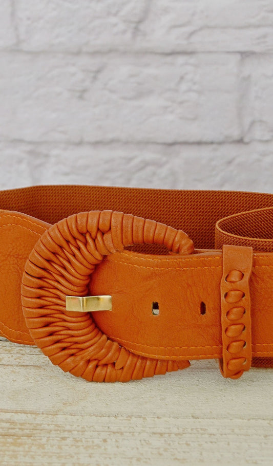 Women's Cognac Brown Elastic Fashion Belt