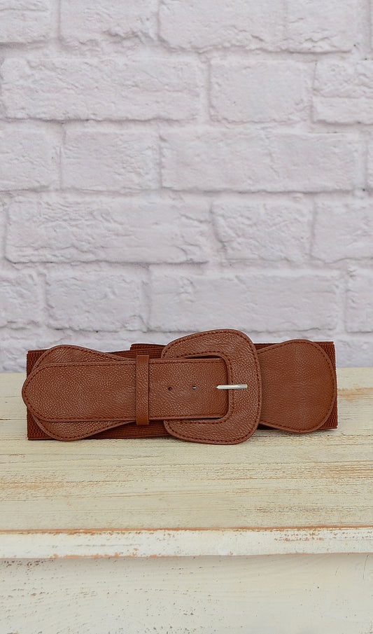 Women's Chocolate Brown Fashion Elastic Belt