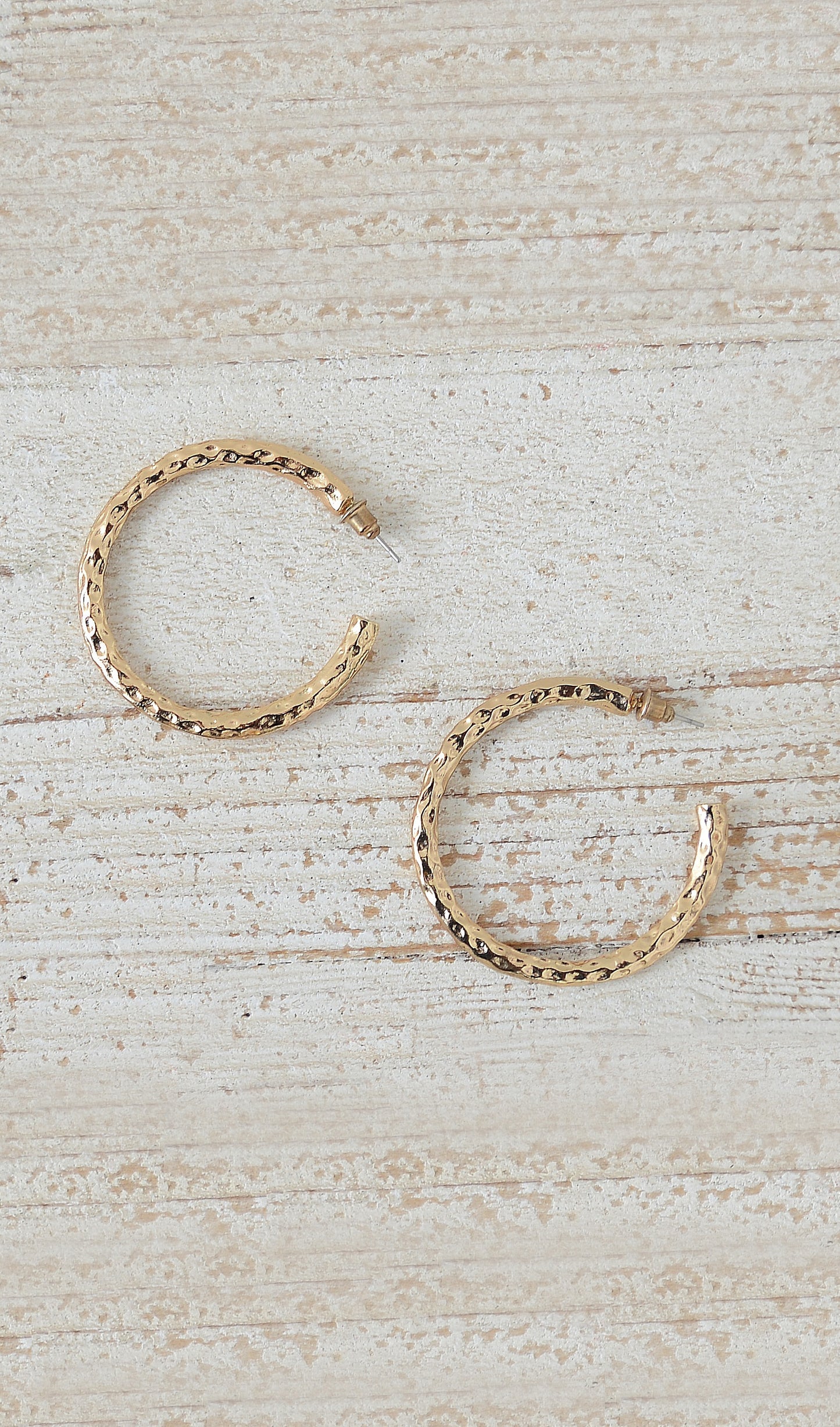 Women's Gold Hammered Hoop Earrings