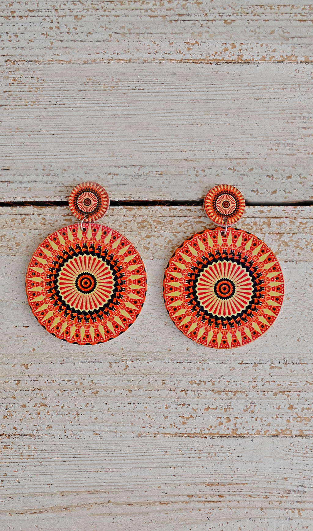 Women's Orange Retro Circle Earrings