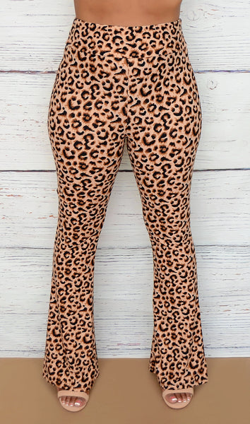 Women's High Waist Leopard Wide Leg Palazzo Pants