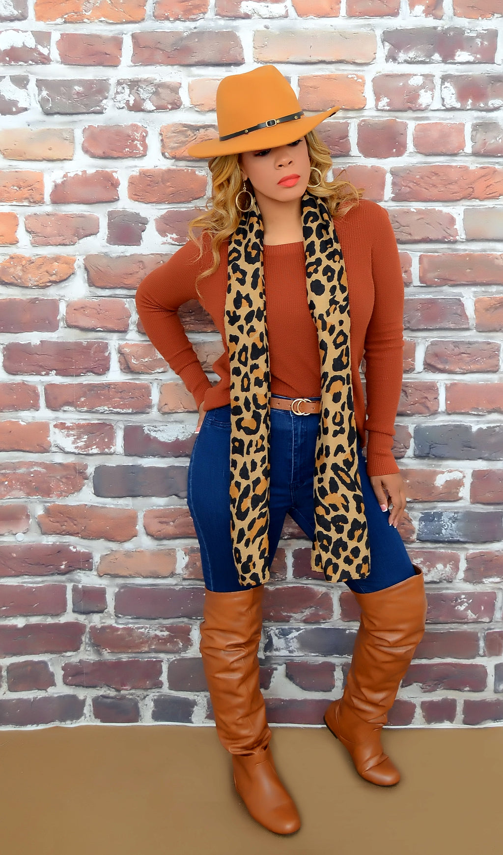 Women's Cheetah Leopard Scarf-Brown