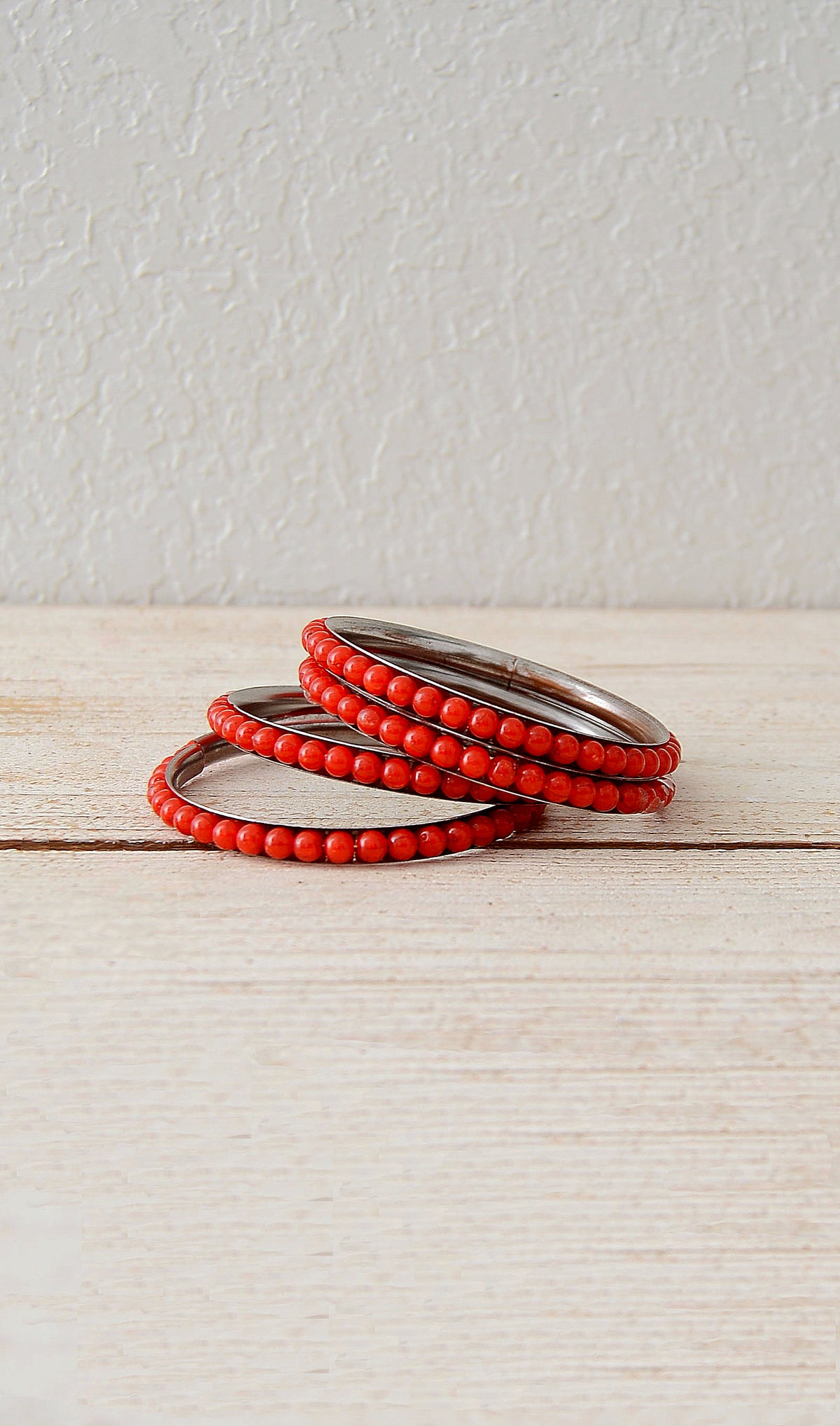Women's Red 4 Piece Beaded Bracelet Set