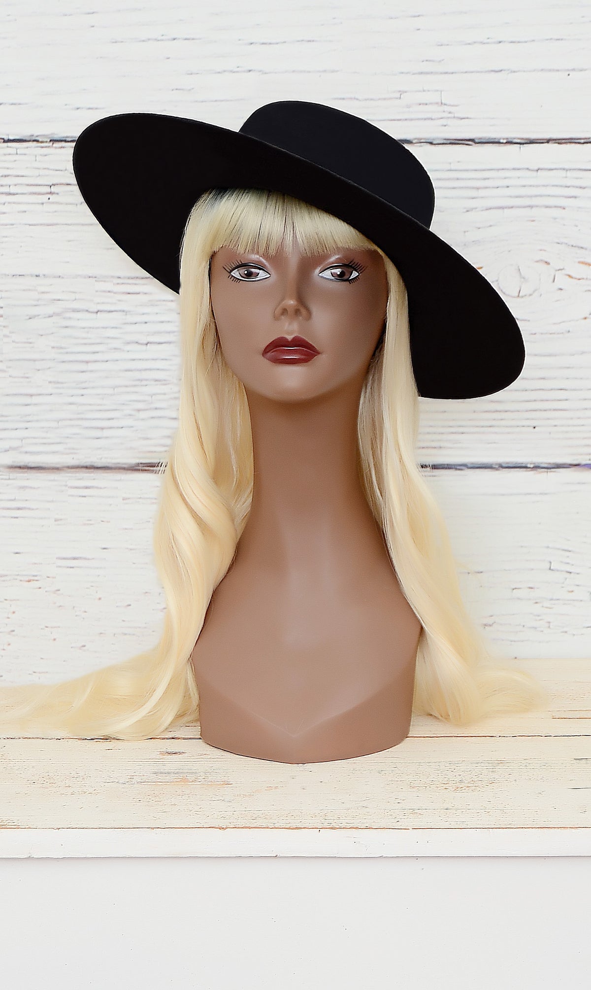 Women's Black Suede Fedora Hat- Big Brim