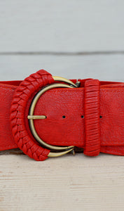 Women's Vintage Red/Gold Fashion Belt