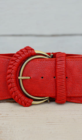 Women's Vintage Red/Gold Fashion Belt