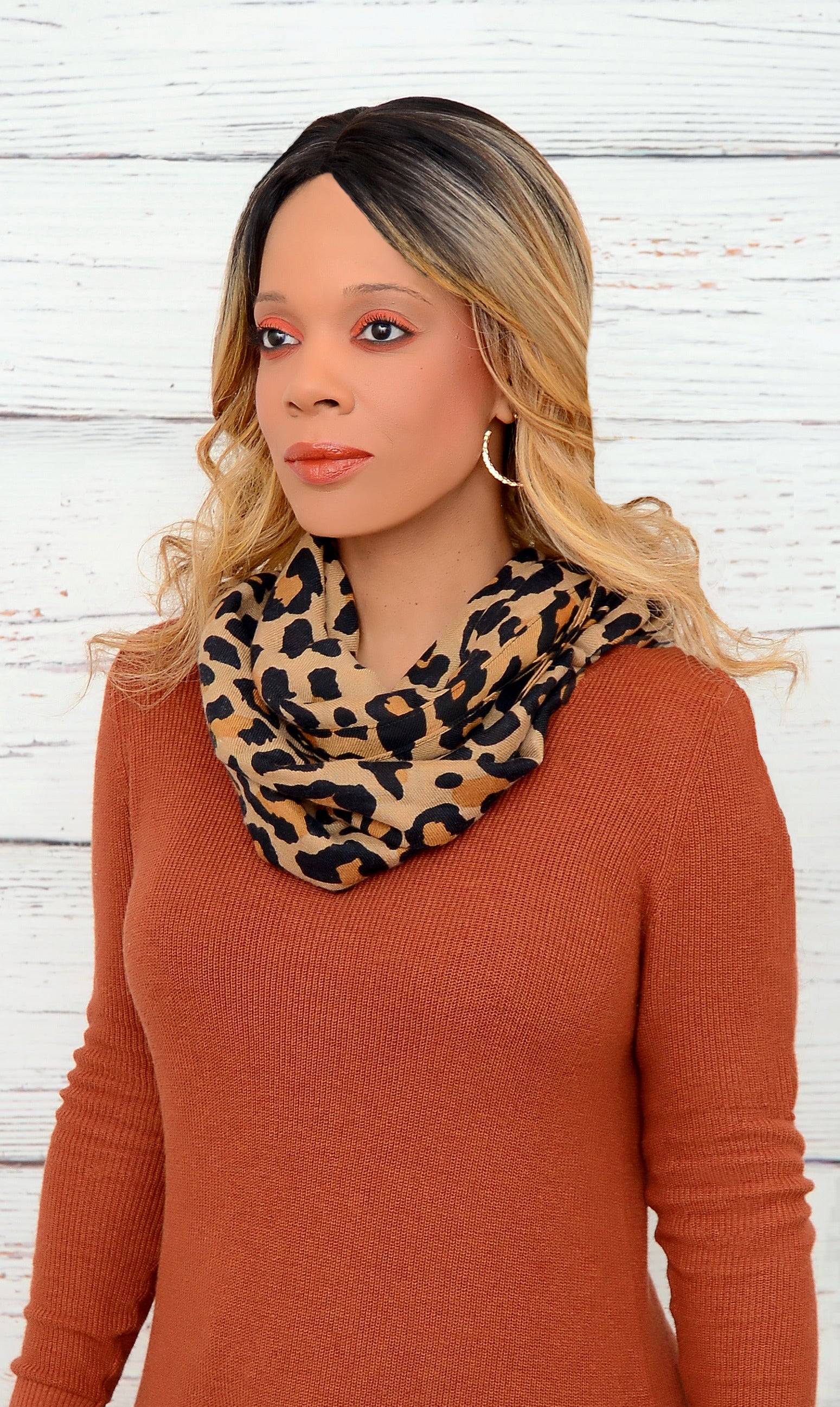 Women's  Cheetah Leopard  Ssarf -Brown