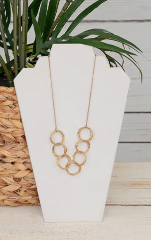 Women's Yellow Gold Circle Loop Necklace