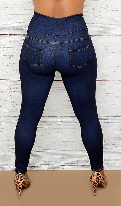 Women's Navy Blue High Rise Jean Style Denim Jeggings