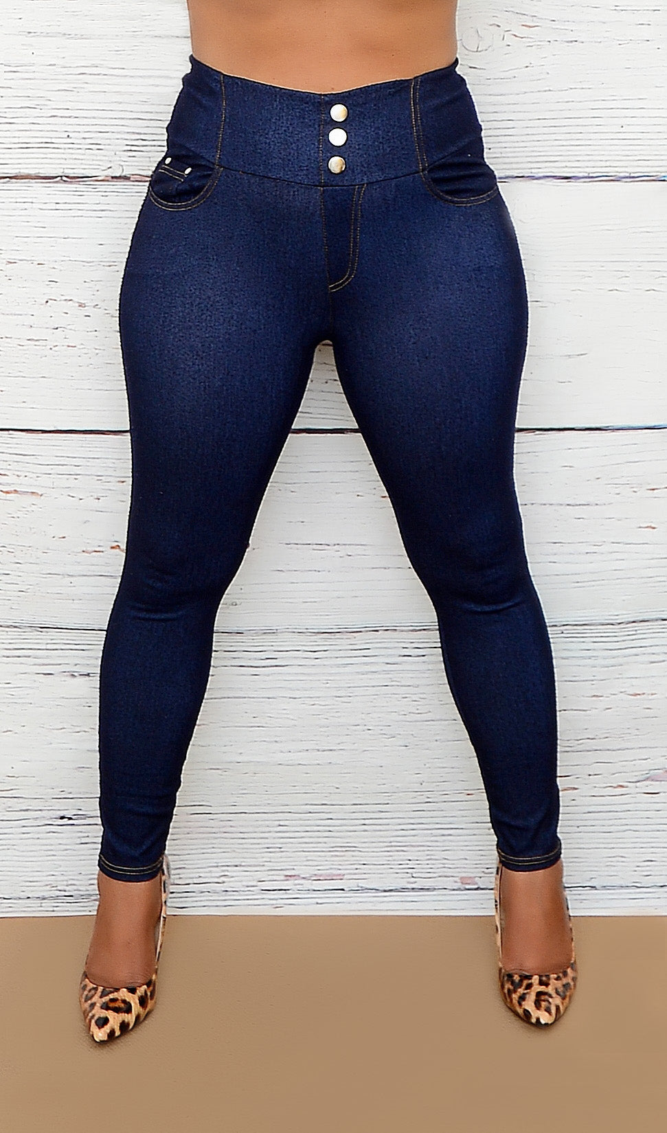 Women's Navy Blue High Rise Jean Style Denim Jeggings