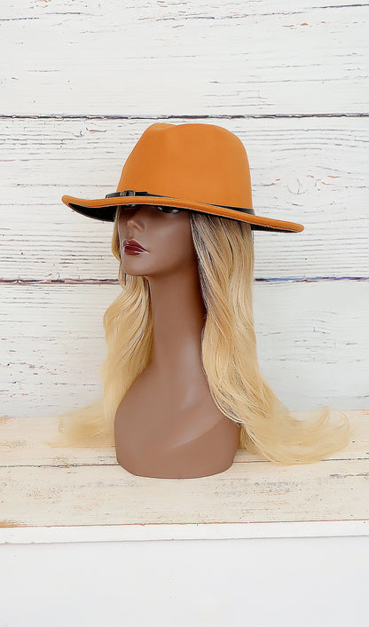 Women's Cognac Tan Fedora Hat