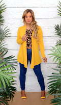 Women's Yellow Open Front Cardigan - Online Boutiques
